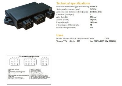 DZE MODUŁ ZAPŁONU CDI YAMAHA YFM 660 GRIZZLY 02-03 (OEM:5KM-85540-00)