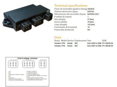 DZE MODUŁ ZAPŁONU CDI YAMAHA YFM 400 GRIZZLY 07-08; KODIAK 05-06 (1P1-85540-00)