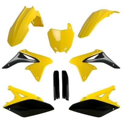 POLISPORT KOMPLET PLASTIKÓW (FULL KIT) SUZUKI RMZ 250 10-18 W ZESTAWIE TABLICA PRZEDNIA (8659300001) I OSŁONY AMORTYZARORÓW (839