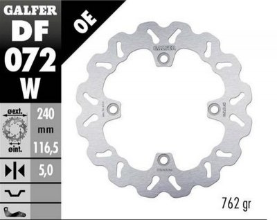 GALFER TARCZA HAMULCOWA TYŁ HONDA CBF 500N 04-; CB 600 HORNET 07-; CBF 600S/N 04-; CB 750 HORNET 22- (WAVE FIXED) (240X116,5X5MM