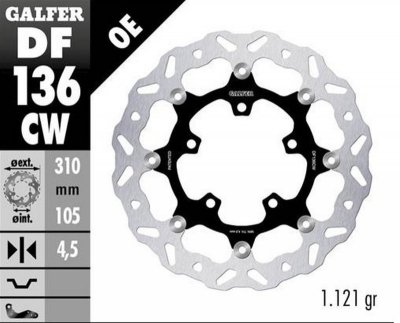 GALFER TARCZA HAMULCOWA PRZÓD HONDA CB 500X (ABS) 19-21, CB 650R 19-23; CBR 650R 19-23 (WAVE FLOATING) (310X105X4.,5MM)