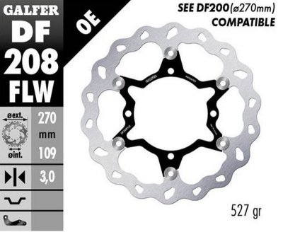 GALFER TARCZA HAMULCOWA PRZÓD KAWASAKI KX 250F 15-23; KX 450F 15-23 (WAVE FLOATING) (270X109X3MM)