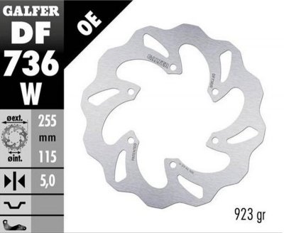 GALFER TARCZA HAMULCOWA TYŁ BENELLI TRK 502X 17-; 1130 SPORT TORNADO 06- (WAVE FIXED) (255X115X5MM)