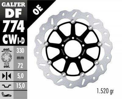 GALFER TARCZA HAMULCOWA PRZÓD DUCATI 1098 07-08; 1198S/R 09-; 1103/1199/1299 PANIGALE 12-; MULTISTRADA 1103 V4 21-23 (LEWA) (WAV
