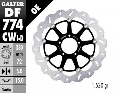 GALFER TARCZA HAMULCOWA PRZÓD DUCATI 1098 '07-'08; 1198S/R '09-; 1103/1199/1299 PANIGALE '12-; MULTISTRADA 1