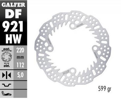 GALFER TARCZA HAMULCOWA TYŁ SHERCO SE 125 21-24; 250SE/SEF 14-24; 300SE/SEF 14-24; 450SEF 15-24 (220X112X5MM) SHARK ENDURO MX