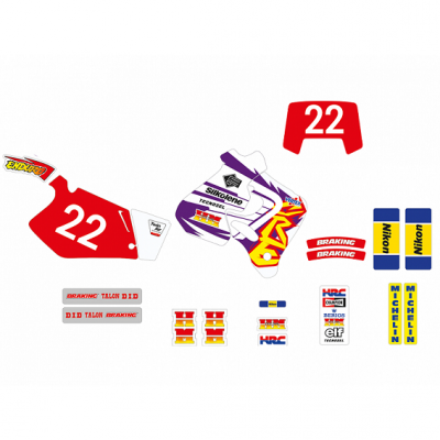 BLACKBIRD KOMPLET NAKLEJEK (OKLEIN) HONDA CR 125R 93-97, CR 250R 92-96 REPLICA TEAM ENDURO FIM HONDA 1995
