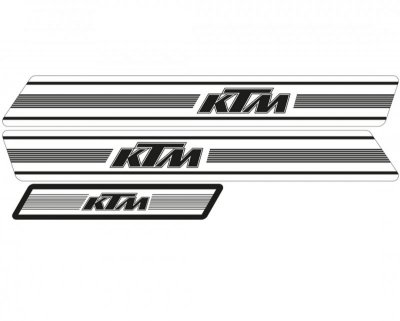 TECNOSEL (BLACKBIRD) KOMPLET NAKLEJEK (OKLEIN) KTM GS 74-76, REPLICA OEM KTM, BIAŁE TŁO