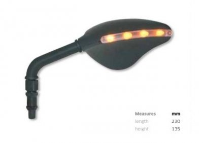 FAR LUSTERKO LEWE UNIWERSALNE Z KIERUNKOWSKAZEM LED (KOLOR CZARNY) M10X1,25