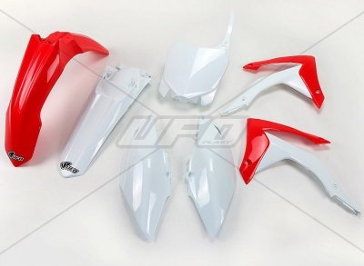 UFO KOMPLET PLASTIKÓW HONDA CRF 450R 13-16, CRF 250R 14-17 KOLOR OEM (CZERWONY/BIAŁY) (HO116E999)