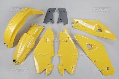 UFO KOMPLET PLASTIKÓW HUSQVARNA 2T 00-04, 4T 02-04 KOLOR OEM (ŻÓŁTY/GRAFITOWY) (HU600E999)