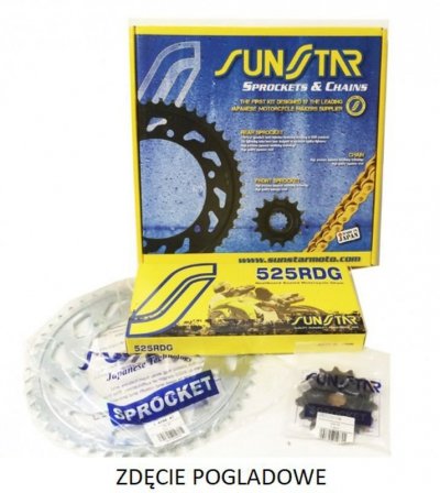 SUNSTAR ZESTAW NAPĘDOWY KAWASAKI ZX-10R / ABS 11-15 PLUS ZŁOTY (17/39/112) (DO 1100CC) (SUN40417/SUN1-4347-39/SS525RTG1-112G) - 