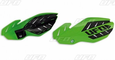 UFO OSŁONY RĄK (HANDBARY) FLAME KAWASAKI KXF 250/450 13-17, KOLOR ZIELONY/CZARNY (Z MOCOWANIAMI)
