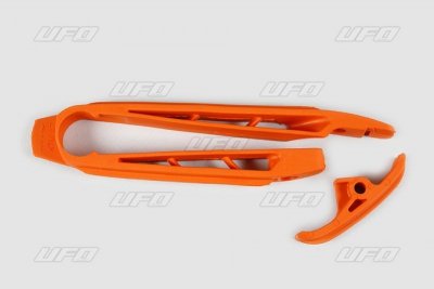 UFO ŚLIZG ŁAŃCUCHA (MAŁY I DUŻY) KTM SX/SXF 07-10, EXC 08-11 KOLOR POMARAŃCZOWY