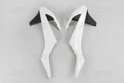 UFO OSŁONY CHŁODNICY KTM SX/SXF 16-18 (Z WYJĄTKIEM SX 250 16), EXC/EXCF TPI 17-19, KOLOR OEM (BIAŁY/CZARNY)