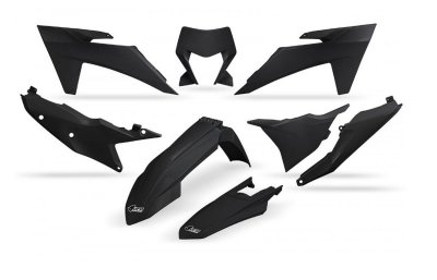 UFO KOMPLET PLASTIKÓW KTM EXC 150 / 250 / 300 TBI 24-25, EXC-F 250 / 350 / 450 / 500 24-25 KOLOR CZARNY