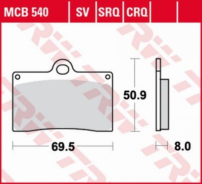 TRW ZF KLOCKI HAMULCOWE KH095 ORGANIC APRILIA RS4 125 11-16, DUCATI MONSTER 600 94-98, KTM DUKE 620 94-98, MOTO GUZZI CALIFORNIA