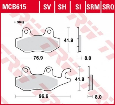 TRW ZF KLOCKI HAMULCOWE KH165 SINTER TRACK CAGIVA CANYON 900 97-00, ELEPHANT 900 90-93, NAVIGATOR 1000 00-05, KAWASAKI EX 250 07