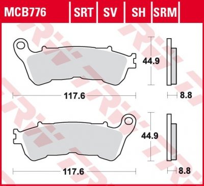 TRW ZF KLOCKI HAMULCOWE KH388 SINTER STREET HONDA CBF 500 04-08, CBF 600 04-15, NT 700 V 06-13, XL 700 V 08-13, XL 1000 V 04-13,