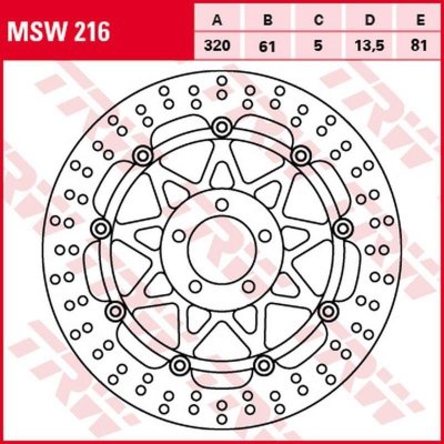 TRW ZF TARCZA HAMULCOWA PRZÓD KAWASAKI ZX-7R/RR 96-02, ZXR 750 91-95, ZX-9R 94-04, ZZR 1100 93-01, ZX-12R 00-03, ZZR 1200 02-05,