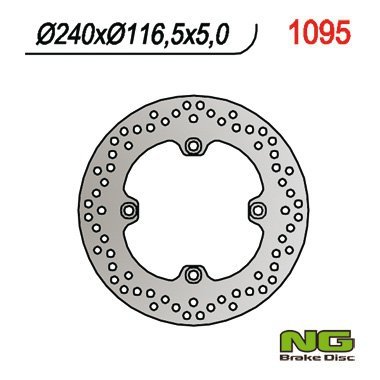 NG TARCZA HAMULCOWA TYŁ HONDA CBF 500/600/1000, CBR 600F 11-13 (240X116X5) (4X10,5MM)CBF1000 06-16