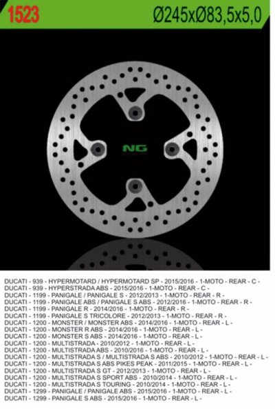 NG TARCZA HAMULCOWA TYŁ DUCATI MULTISTRADA 1200 10-16, MONSTER 1200 14-16, HYPERMOTORAD