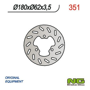 NG TARCZA HAMULCOWA TYŁ DERBI SENDA 50 02-09, APRILIA RX 50 12-18, PEUGEOT XP6 (180x62x3,5) (3x10,25mm)