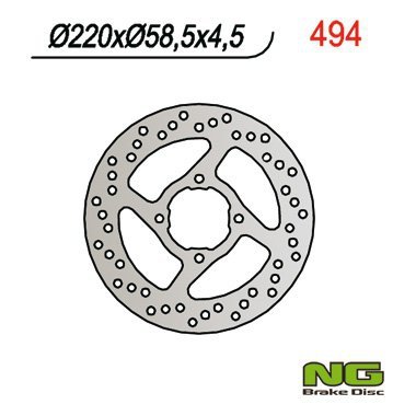 NG TARCZA HAMULCOWA TYŁ YAMAHAYFS 200 BLASTER 88-07, KODIAK 400/450, RAPTOR 660 01-05, BANSHEE (220x58x4) (4X8,5MM)