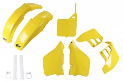 UFO KOMPLET PLASTIKÓW (FULL KIT) Z OSŁONAMI TELESKOPÓW (AMORTYZATORÓW) SUZUKI RM 125 89-91 KOLOR OEM (ŻÓŁTY) (SU399E999)