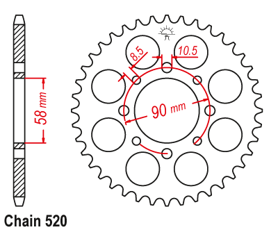 PBR Zębatka Tylna Do Honda VT 125 Shadow (99-07) 44 zęby