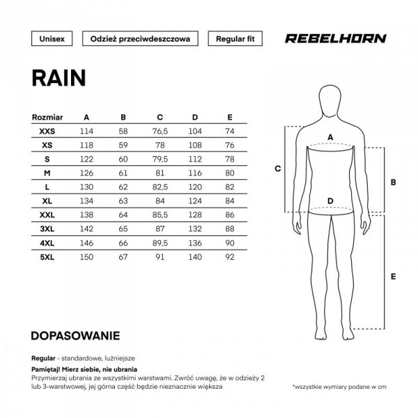 KOMBINEZON PRZECIWDESZCZOWY DWUCZĘŚCIOWY REBELHORN RAIN BLACK M