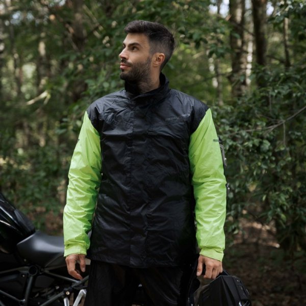 KOMBINEZON PRZECIWDESZCZOWY DWUCZĘŚCIOWY REBELHORN RAIN BLACK FLUO YELLOW 5XL