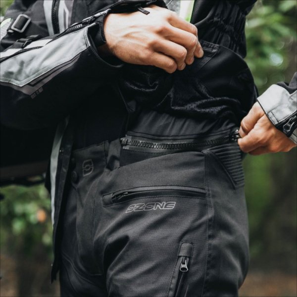 SPODNIE MOTOCYKLOWE TEKSTYLNE OZONE VULCAN BLACK (DŁUGA NOGAWKA) L-S