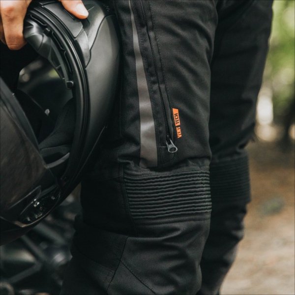 SPODNIE MOTOCYKLOWE TEKSTYLNE OZONE VULCAN BLACK (DŁUGA NOGAWKA) L-S