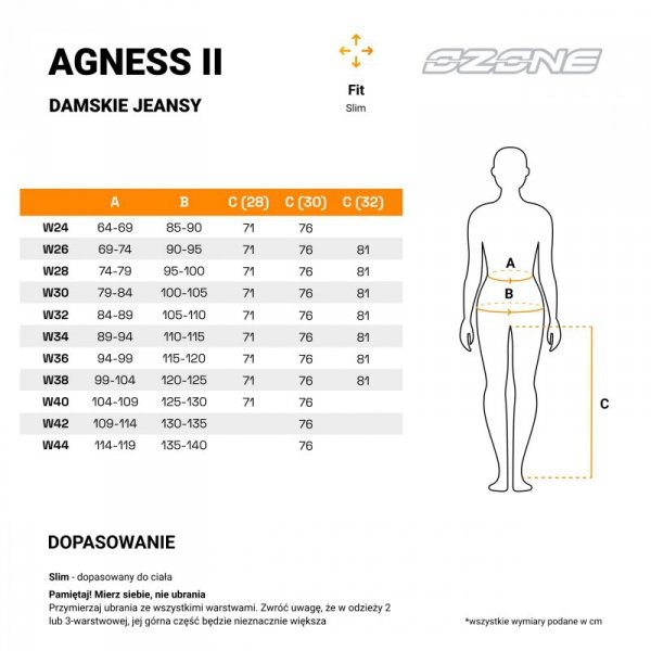 JEANSY MOTOCYKLOWE DAMSKIE OZONE AGNESS 2 WASHED BLUE 24/30 W24/30