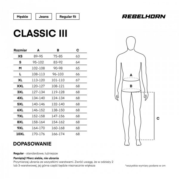 JEANSY MOTOCYKLOWE REBELHORN CLASSIC 3 REGULAR FIT BLACK 40/34