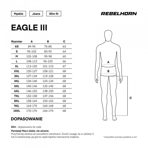 JEANSY MOTOCYKLOWE REBELHORN EAGLE 3 SLIM FIT WASHED BLUE 40/34