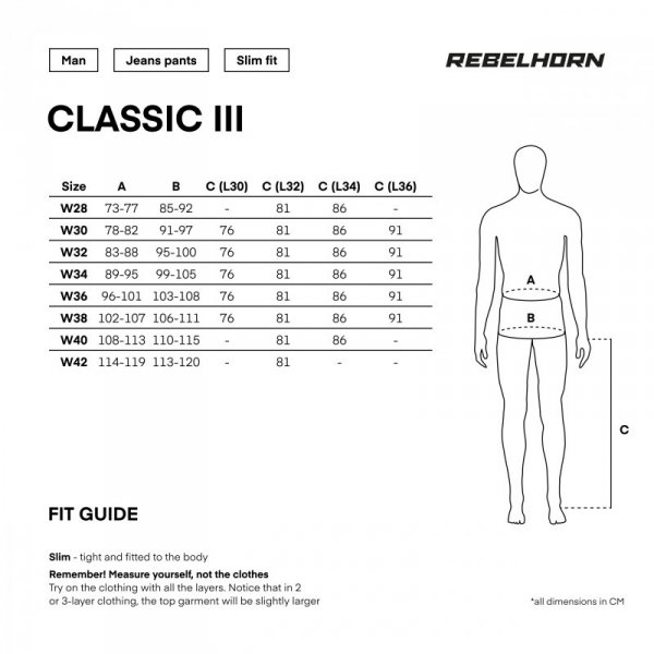 JEANSY MOTOCYKLOWE REBELHORN CLASSIC 3 SLIM FIT WASHED BLUE 30/36