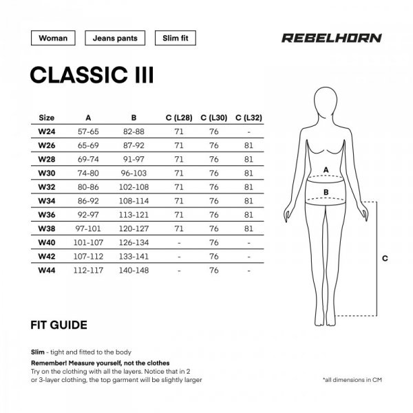 JEANSY MOTOCYKLOWE DAMSKIE REBELHORN CLASSIC 3 SLIM FIT WASHED GREY 36/30 W36/30