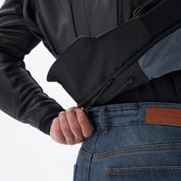 KURTKA MOTOCYKLOWA SKÓRZANA REBELHORN VELOCE BLACK GREY FLUO RED 50