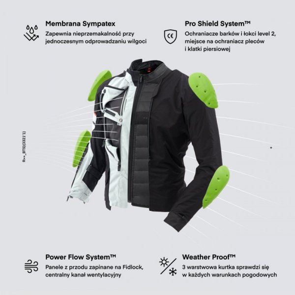 KURTKA MOTOCYKLOWA TEKSTYLNA REBELHORN RANGE GREY BLACK RED S