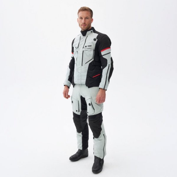 SPODNIE MOTOCYKLOWE TEKSTYLNE REBELHORN RANGE GREY BLACK RED XL