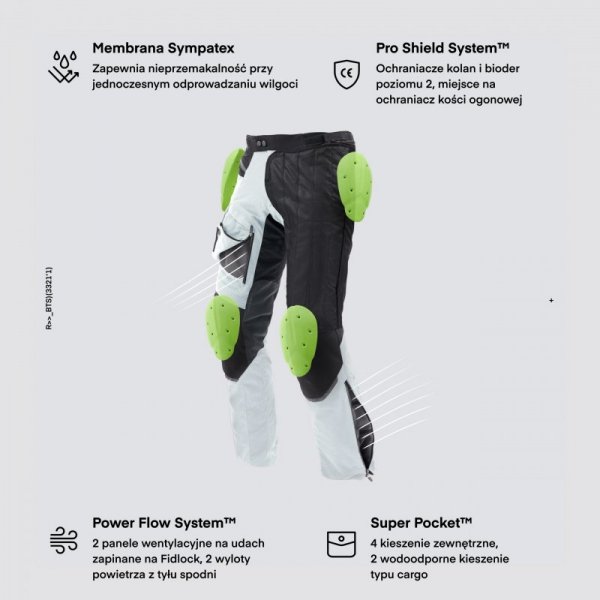 SPODNIE MOTOCYKLOWE TEKSTYLNE REBELHORN RANGE GREY BLACK RED 5XL