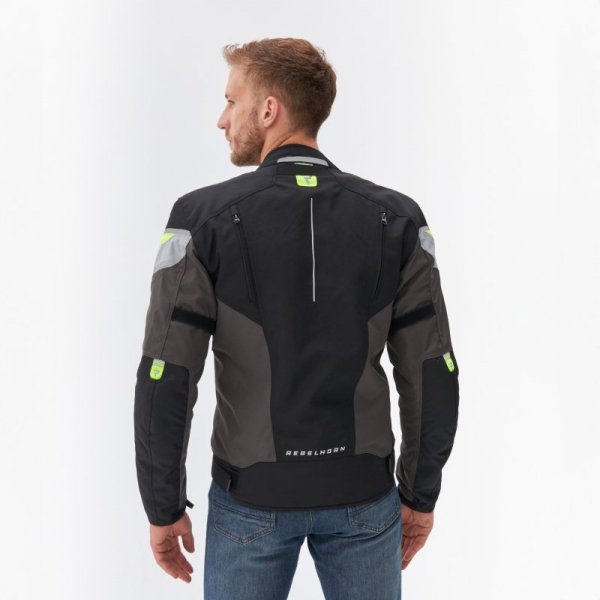 KURTKA MOTOCYKLOWA TEKSTYLNA REBELHORN SPARK BLACK GREY FLUO YELLOW 3XL