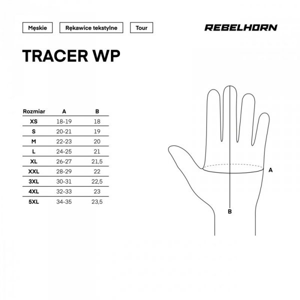 RĘKAWICE MOTOCYKLOWE REBELHORN TRACER WP BLACK XL