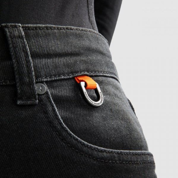 JEANSY MOTOCYKLOWE DAMSKIE REBELHORN BRONCO WASHED BLACK MONOLAYER 44/30