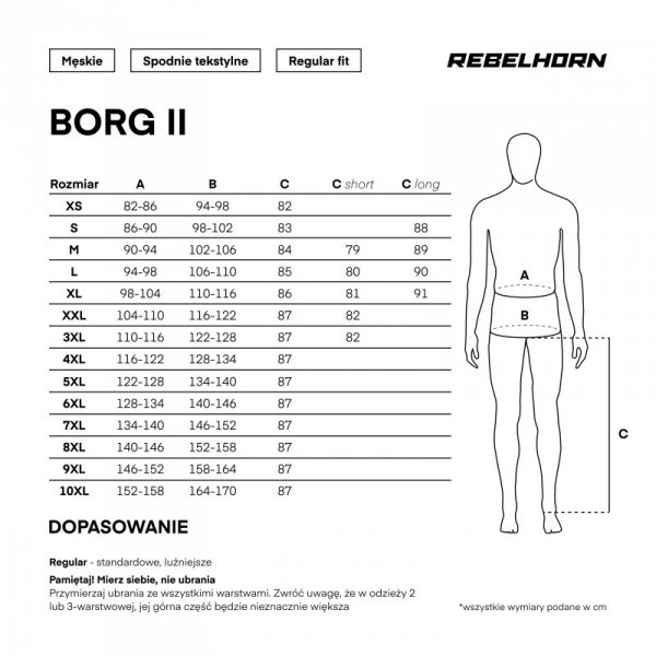 SPODNIE MOTOCYKLOWE TEKSTYLNE REBELHORN BORG 2 BLACK GREY S S
