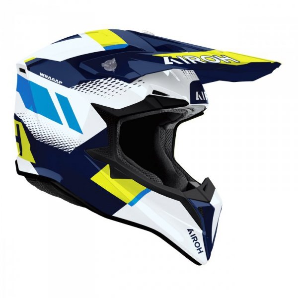 KASK MOTOCYKLOWY AIROH WRAAAP VISION YELLOW BLUE GLOSS XS