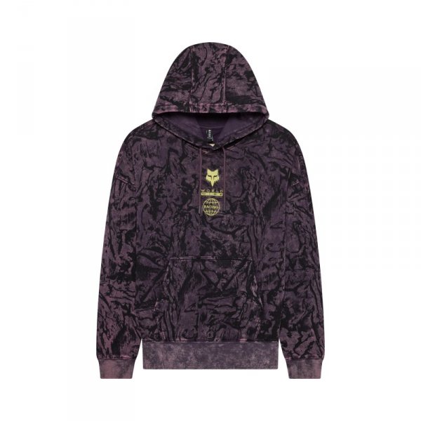 BLUZA Z KAPTUREM FOX IMAGE PRINT OVERSIZED FLEECE PO PLUM PERFECT L