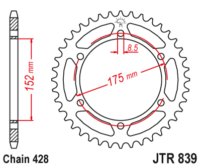 DID JT zestaw napędowy Yamaha DT125 R (90-03)